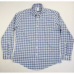 Brooks Brothers Regent Large Mens Non Iron Blue White Check Embroidered Logo...